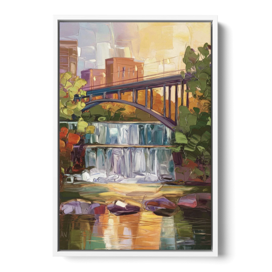 Greenville Historic Landmarks - White Framed Canvas Wall Art - Front