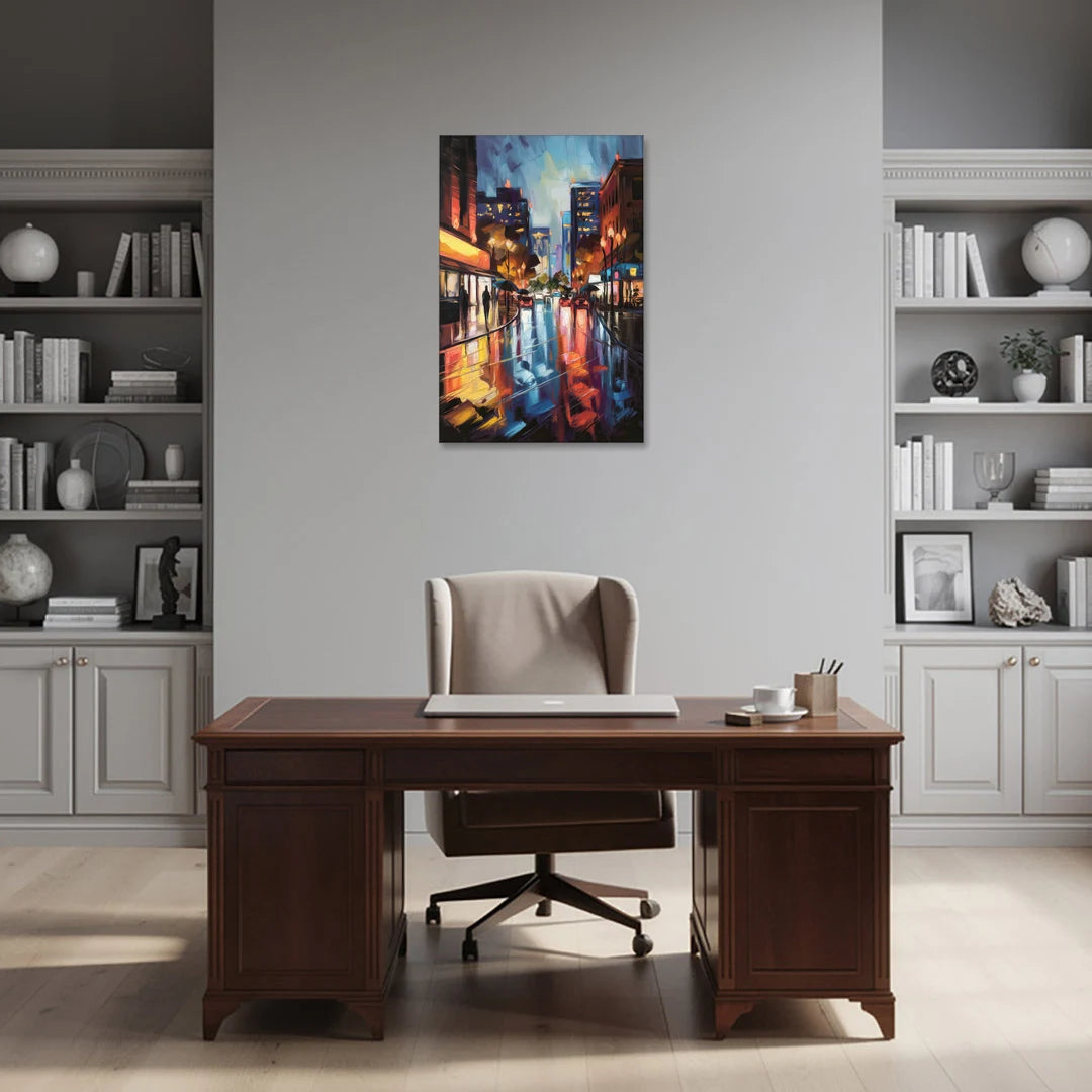 Greenville Night City Lights - Canvas Wall Art - Office - 24x36