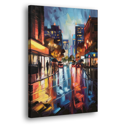 Greenville Night City Lights - Canvas Wall Art - Side