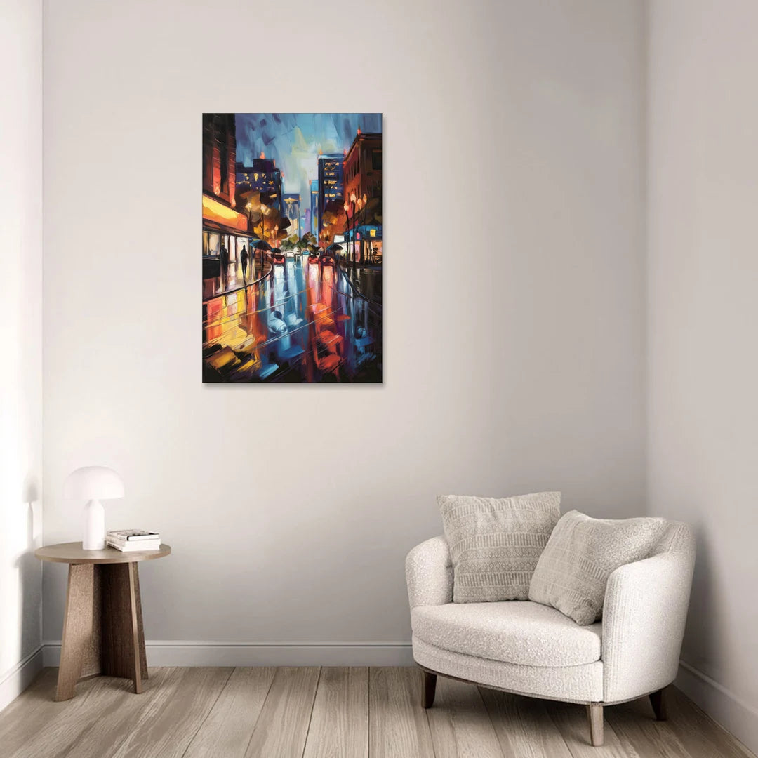Greenville Night City Lights - Canvas Wall Art - Sofa - 24x36