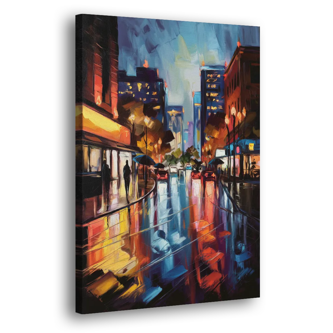 Greenville Night City Lights Side - Canvas Wall Art