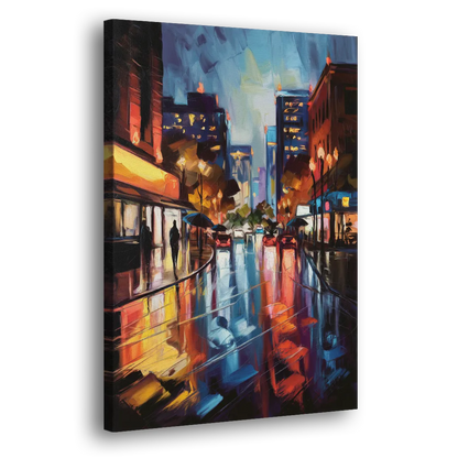 Greenville Night City Lights Side - Canvas Wall Art
