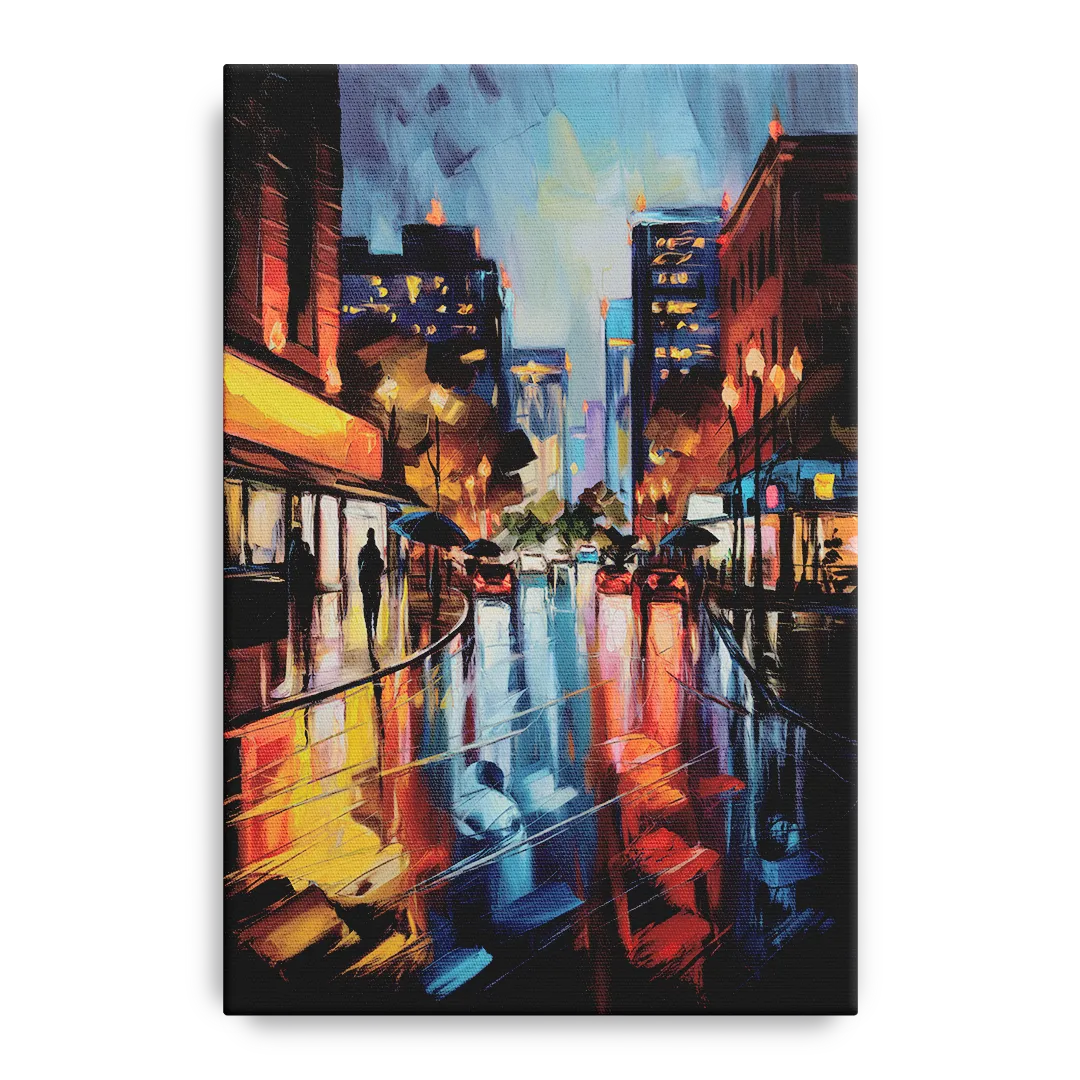 Greenville Night City Lights Front - Canvas Wall Art