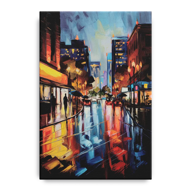 Greenville Night City Lights Front - Canvas Wall Art