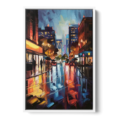 Greenville Night City Lights Front - White Canvas Wall Art