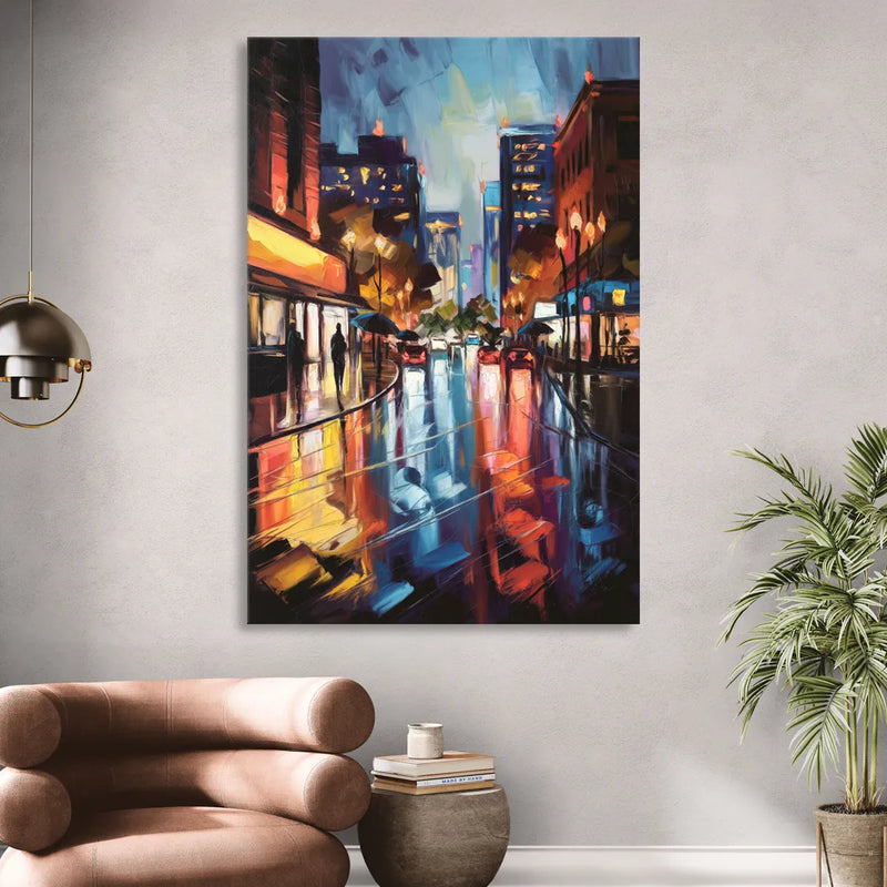 Greenville Night City Lights Living Room - Canvas Wall Art