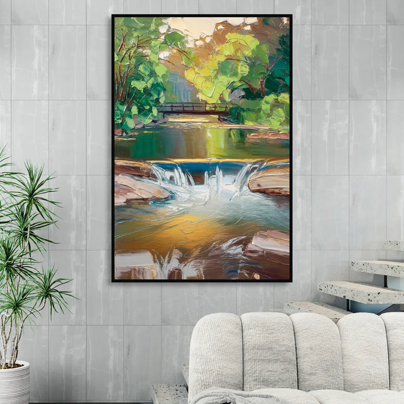 Greenville Reedy River Views Living Room - Black Canvas Wall Art