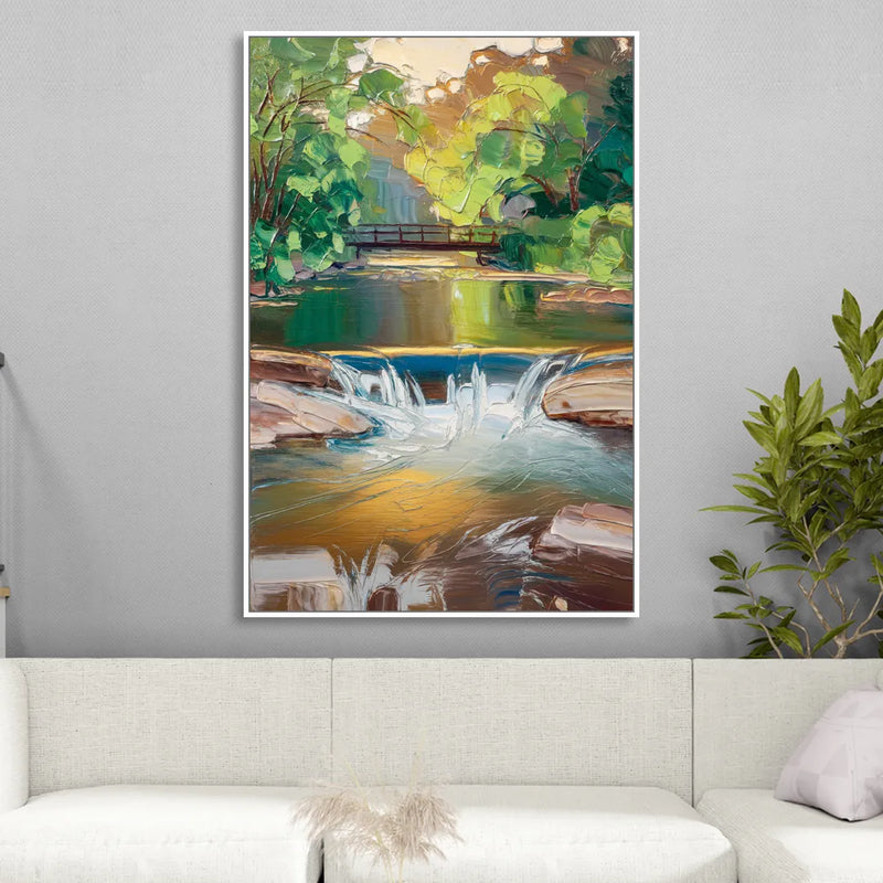 Greenville Reedy River Views Living Room - White Canvas Wall Art