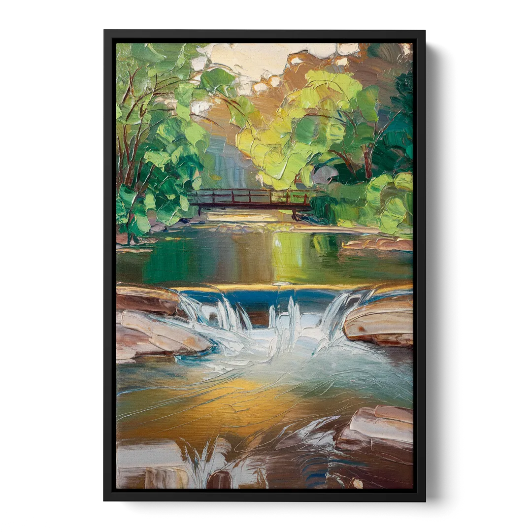 Greenville Reedy River Views Front - Black Canvas Wall Art