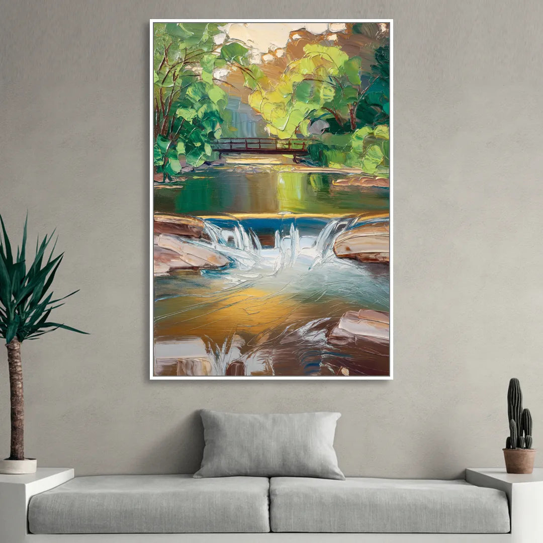 Greenville Reedy River Views Sitting Room - White Canvas Wall Art