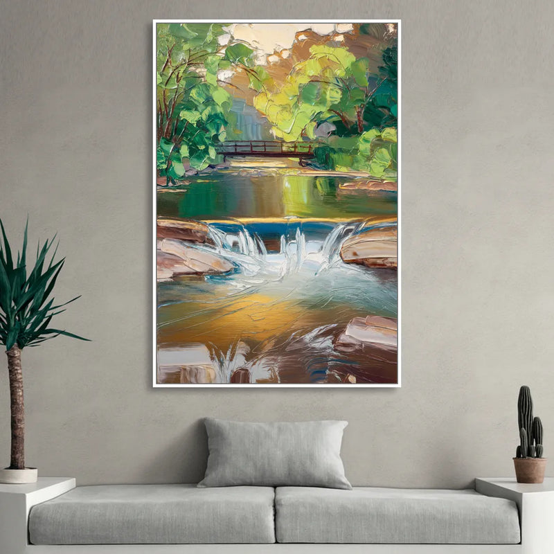 Greenville Reedy River Views Sitting Room - White Canvas Wall Art