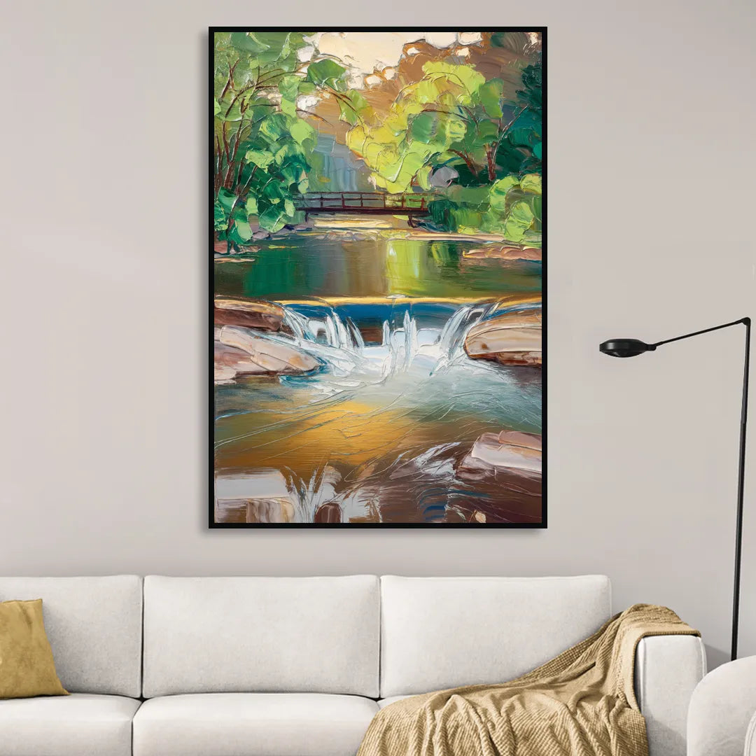 Greenville Reedy River Views Sitting Room - Black Canvas Wall Art