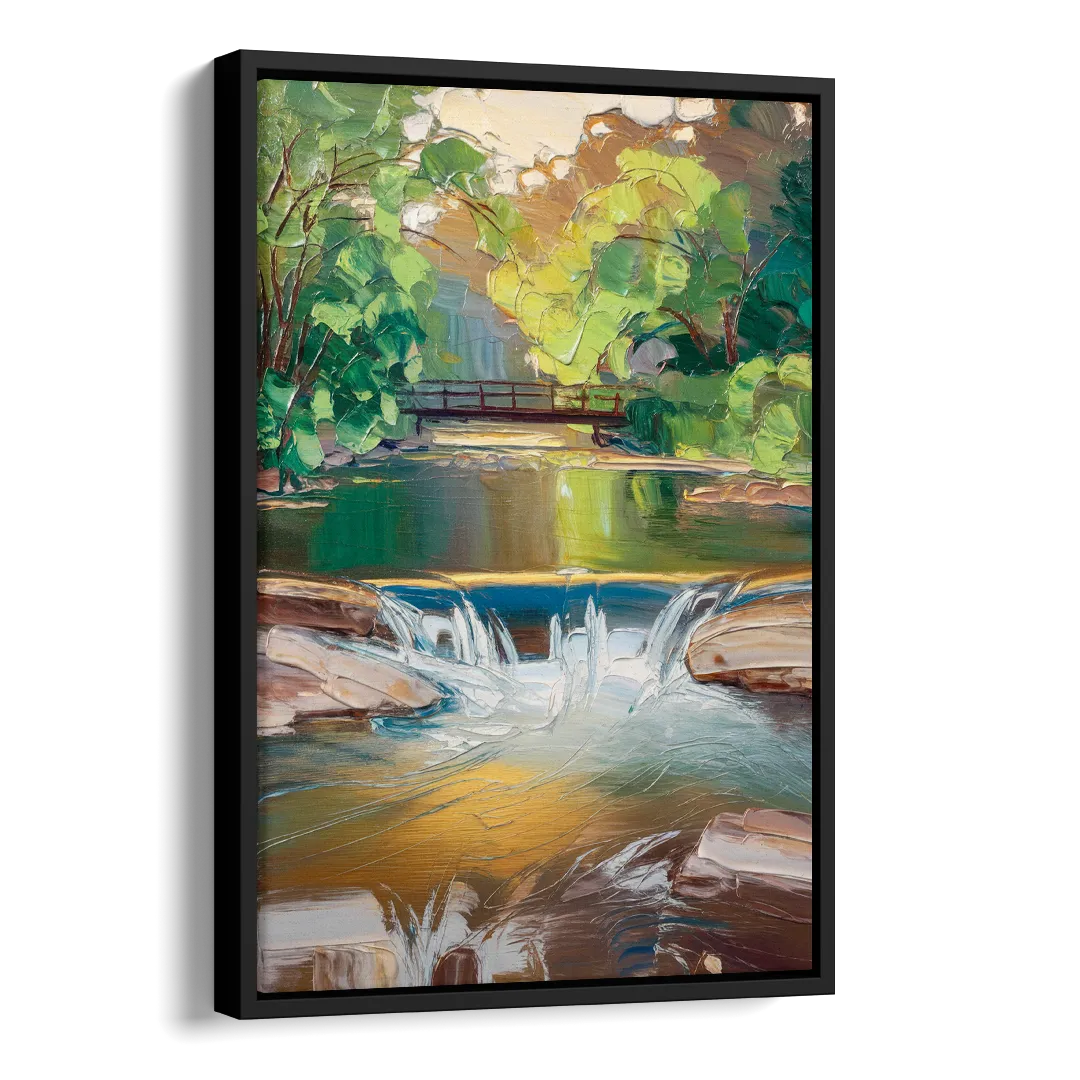 Greenville Reedy River Views Side - Black Canvas Wall Art