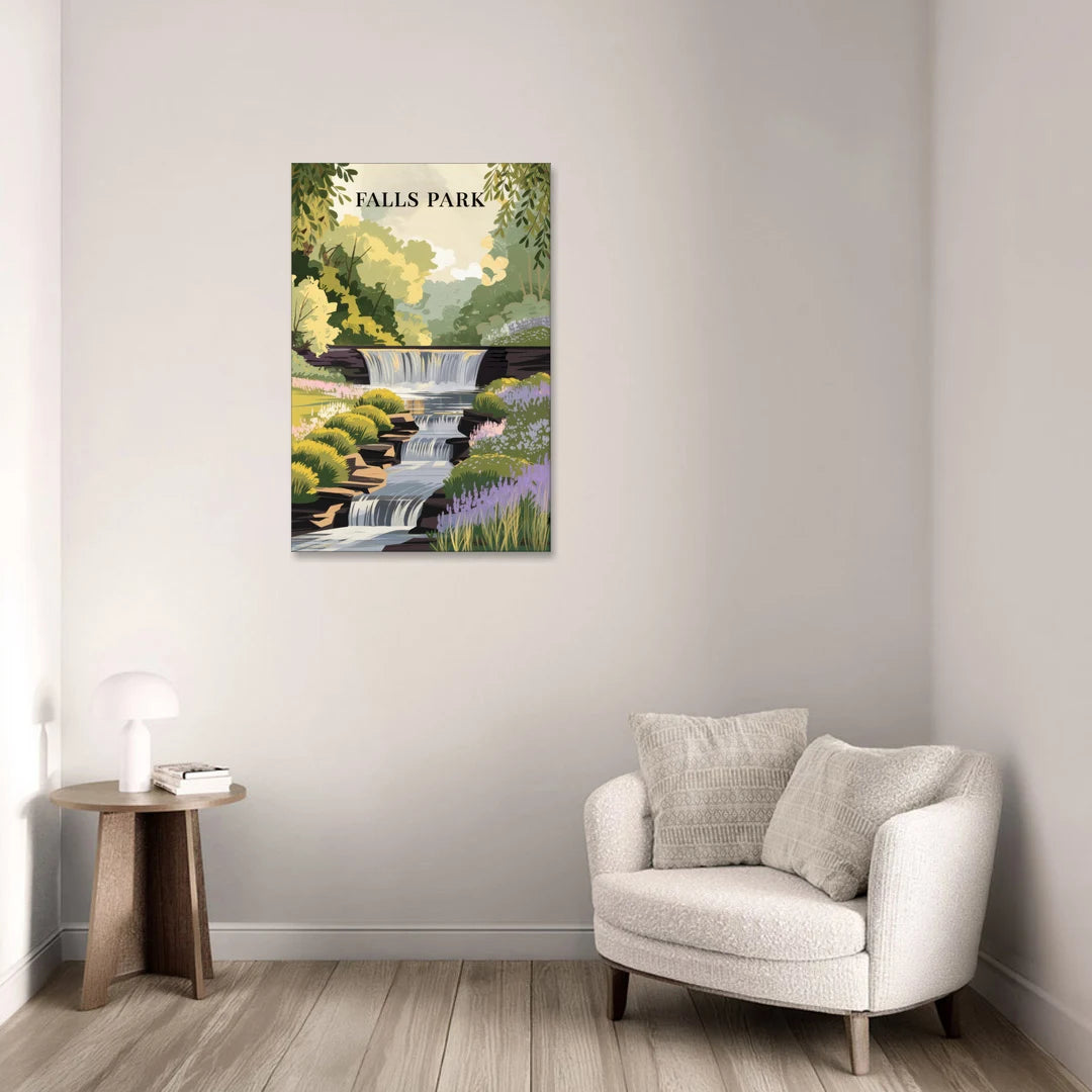 Greenville Scenic Falls Park - Canvas Wall Art - Sofa - 24x36