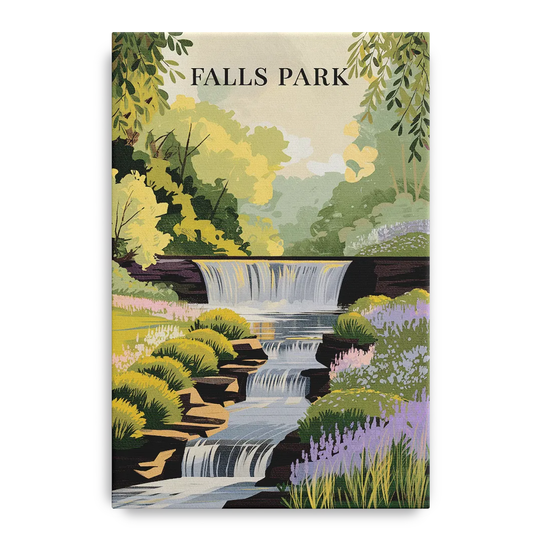 Greenville Scenic Falls Park Front - Canvas Wall Art