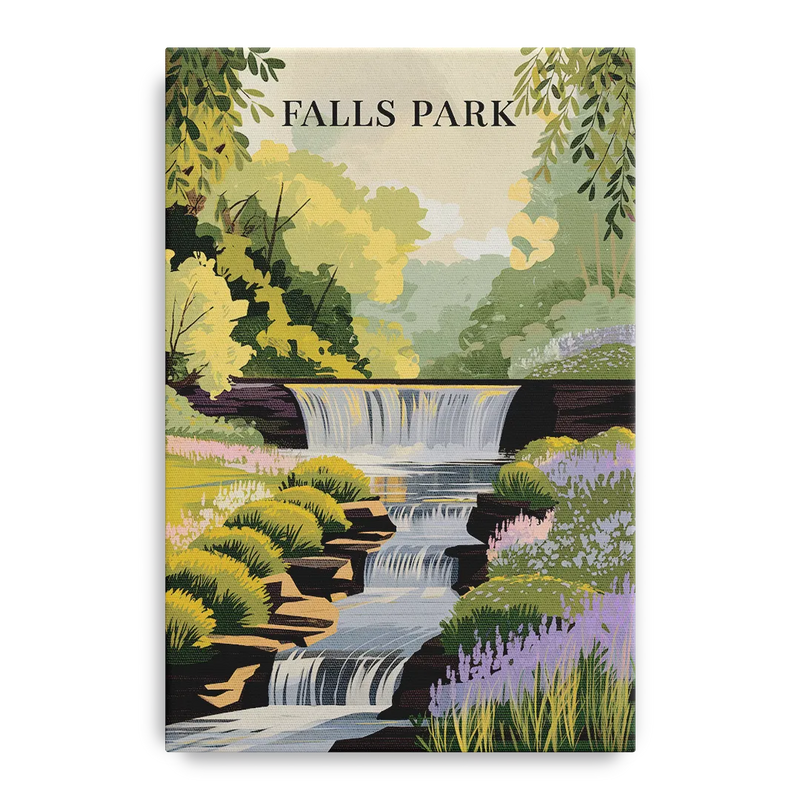 Greenville Scenic Falls Park Front - Canvas Wall Art