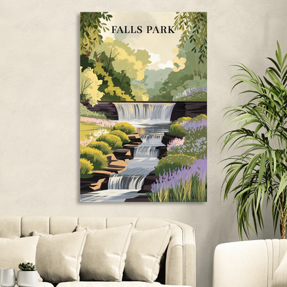 Greenville Scenic Falls Park Sitting Room - Canvas Wall Art