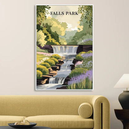 Greenville Scenic Falls Park Sitting Room - White Canvas Wall Art
