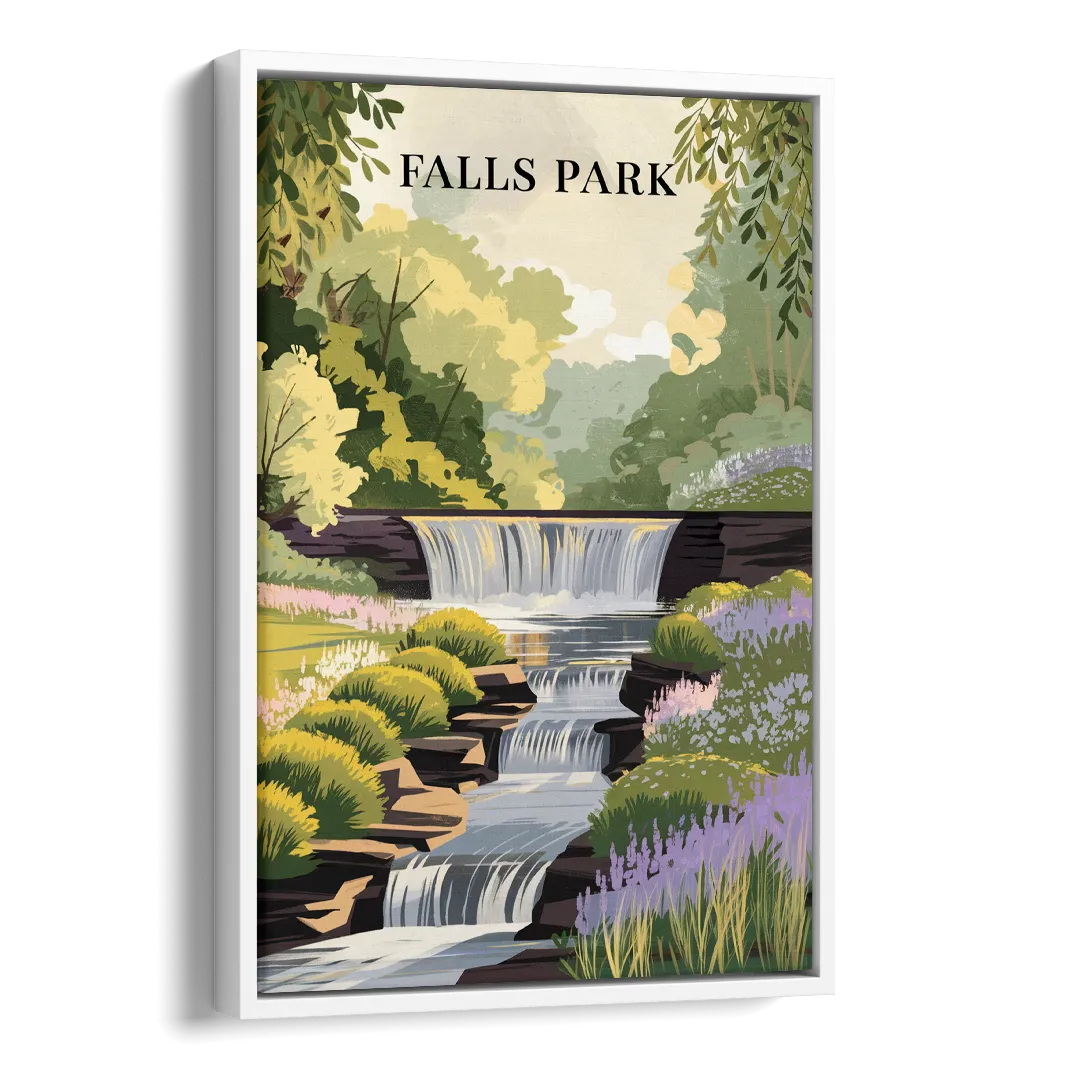 Greenville Scenic Falls Park Side - White Canvas Wall Art