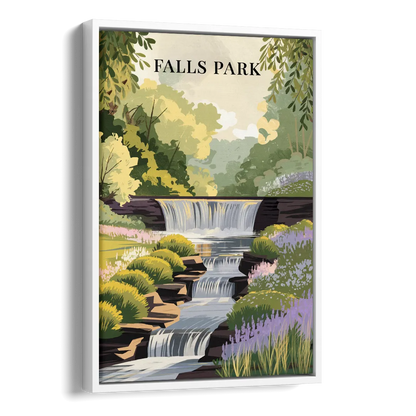 Greenville Scenic Falls Park Side - White Canvas Wall Art