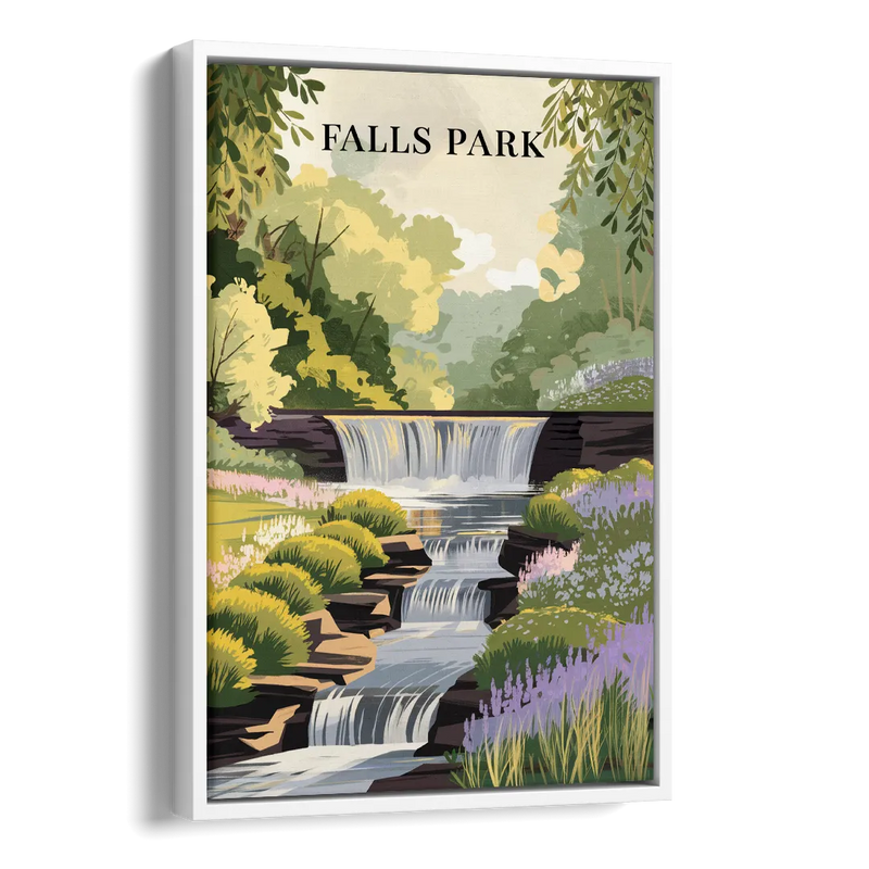 Greenville Scenic Falls Park Side - White Canvas Wall Art