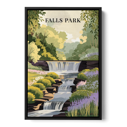 Greenville Scenic Falls Park Front - Black Canvas Wall Art