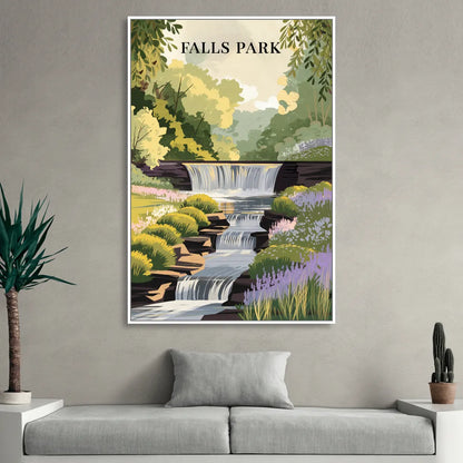 Greenville Scenic Falls Park Living Room - White Canvas Wall Art