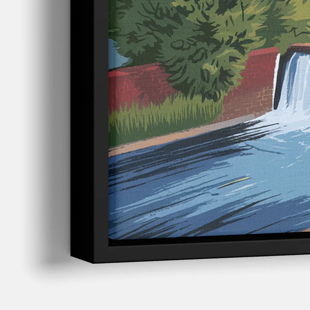 Greenville Skyline at Sunset - Close-Up Black Frame Canvas