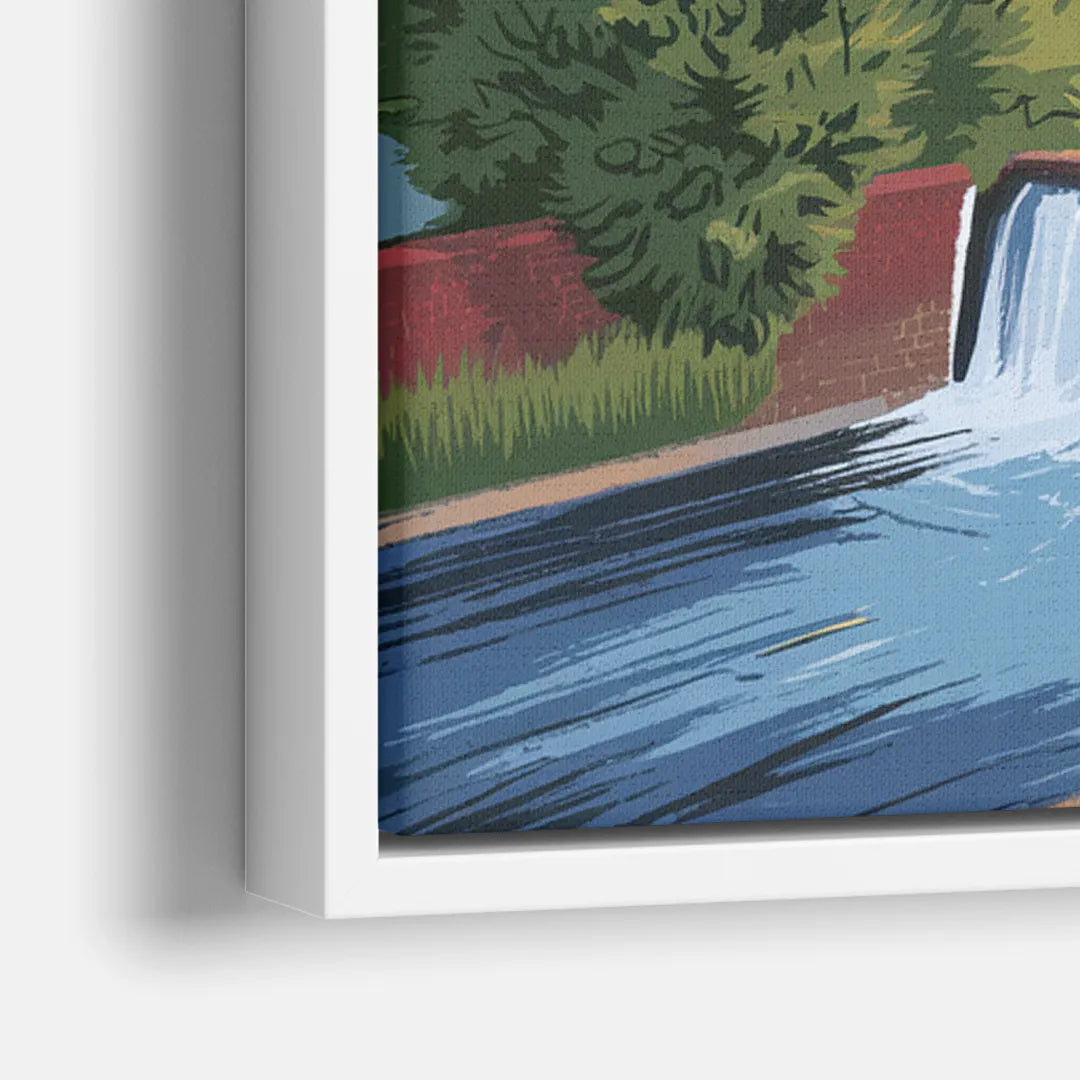 Greenville Skyline at Sunset - Close-Up White Frame Canvas