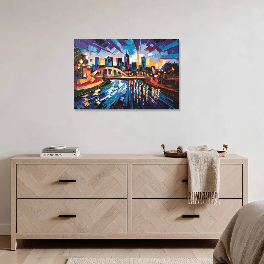 Greenville Vibrant Cityscape - Canvas Wall Art - Coffee Table - 36x24
