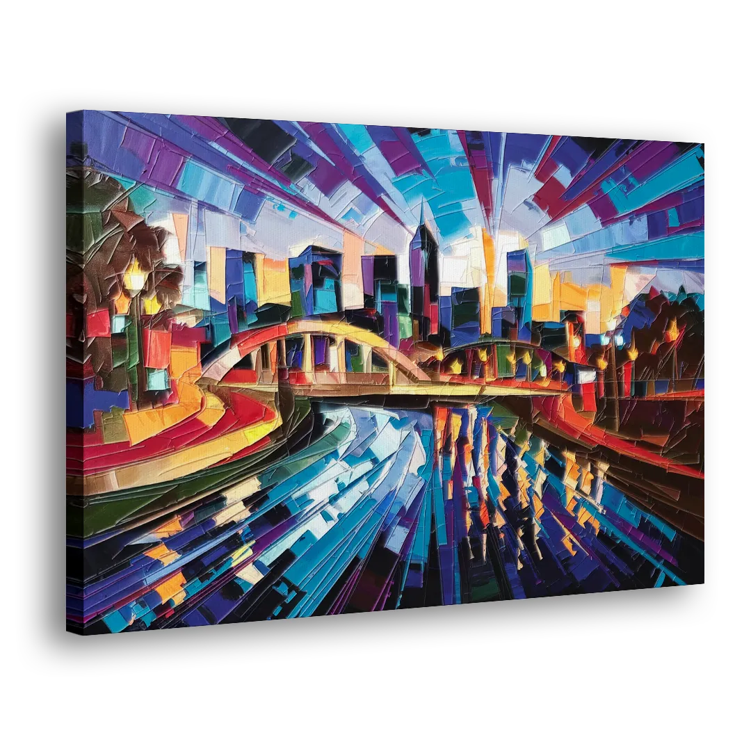 Greenville Vibrant Cityscape Side - Canvas Wall Art