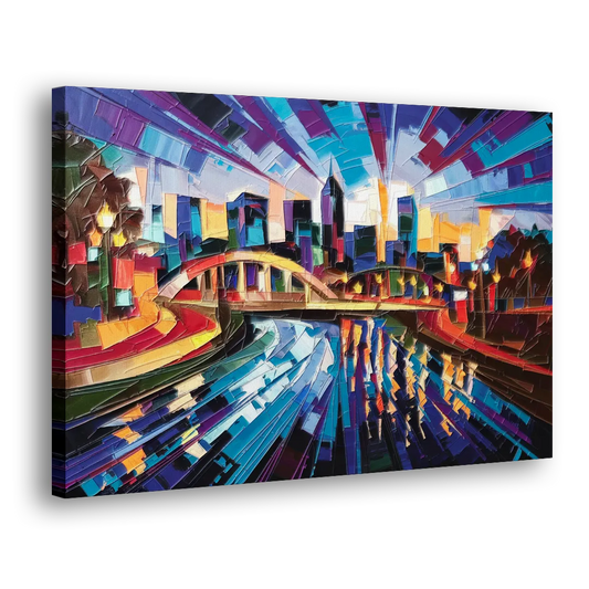Greenville Vibrant Cityscape Side - Canvas Wall Art