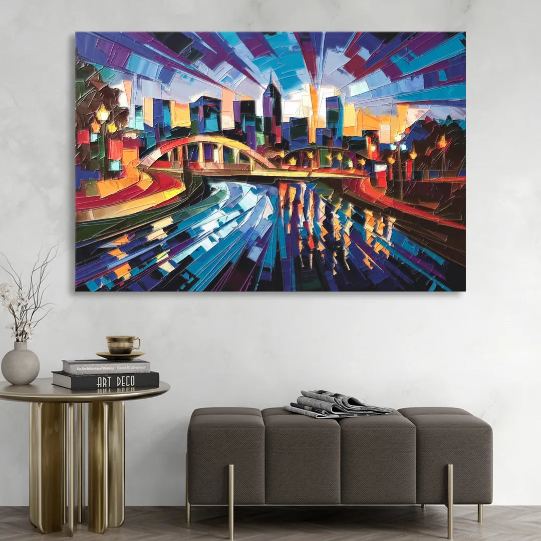 Greenville Vibrant Cityscape Sitting Room - Canvas Wall Art