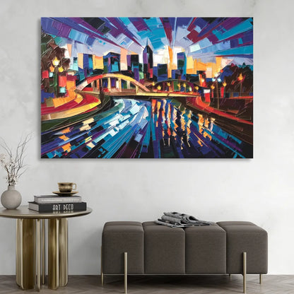 Greenville Vibrant Cityscape Sitting Room - Canvas Wall Art