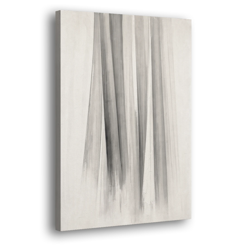 Grey and White Abstract Painting of Hanging Veils - Canvas Wall Art - Side