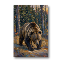 Grizzly in the Dusk Pines for the Man Cave - Canvas Wall Art - Front