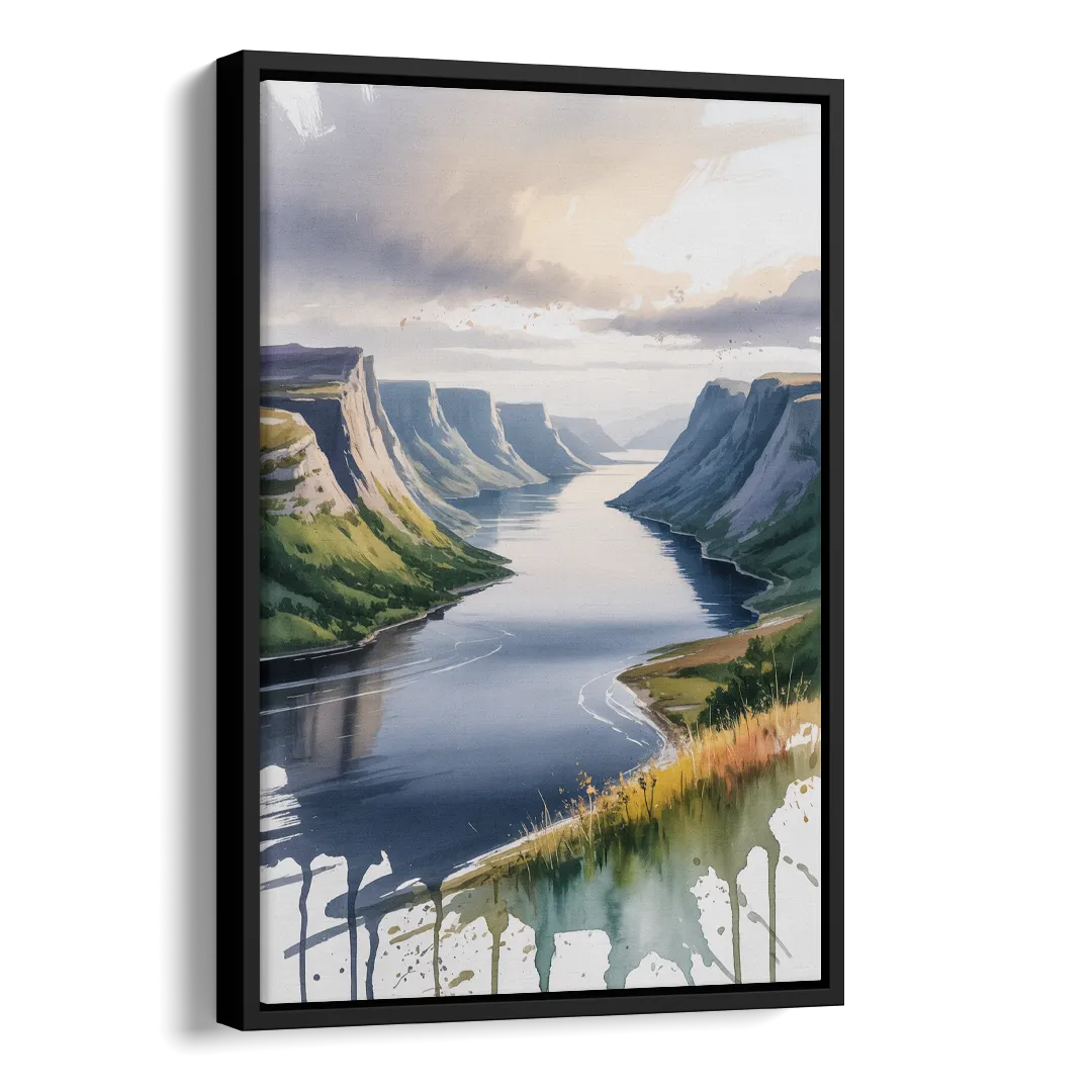 Gros Morne Fjords Side - Black Canvas Wall Art