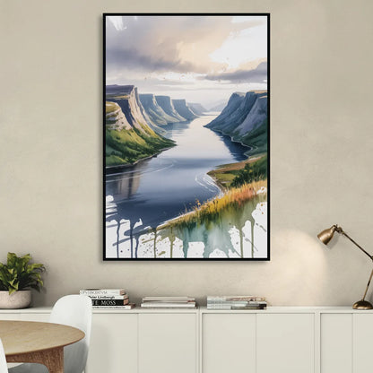 Gros Morne Fjords Sitting Room - Black Canvas Wall Art
