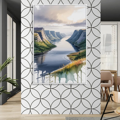 Gros Morne Fjords Living Room - White Canvas Wall Art