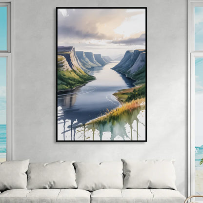 Gros Morne Fjords Living Room - Black Canvas Wall Art
