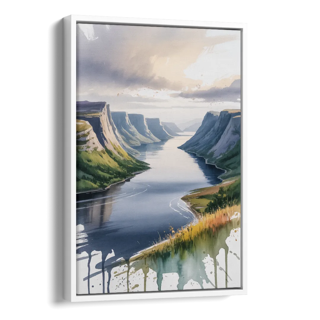 Gros Morne Fjords Side - White Canvas Wall Art