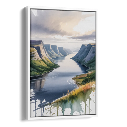Gros Morne Fjords Side - White Canvas Wall Art