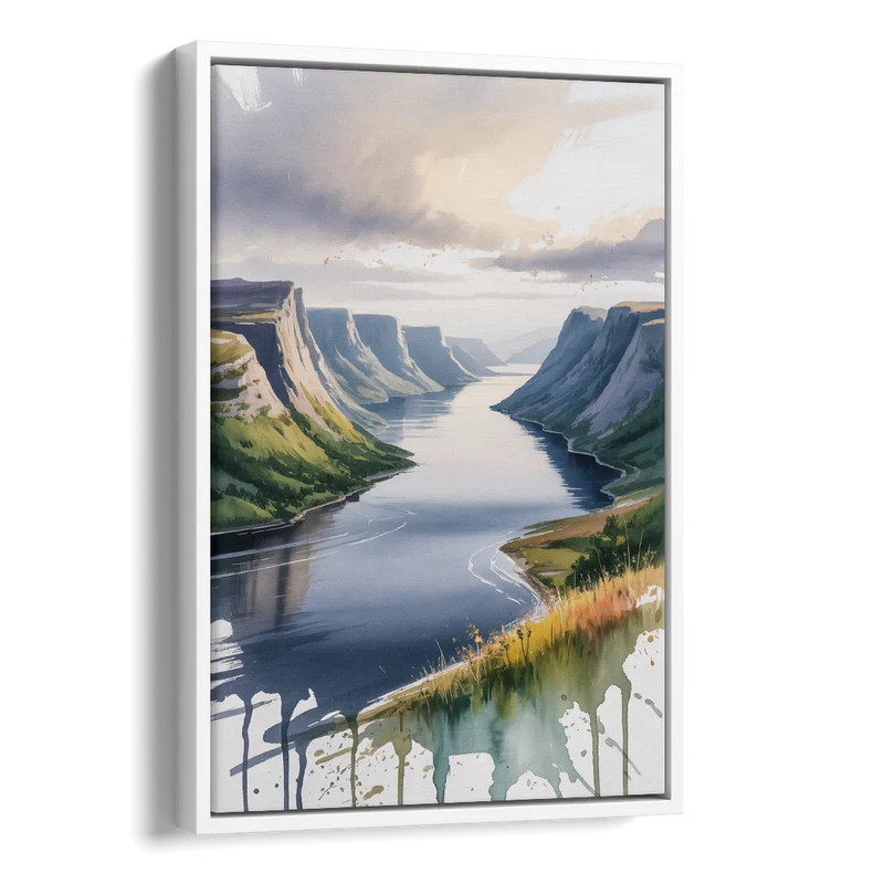 Gros Morne Fjords Side - White Canvas Wall Art