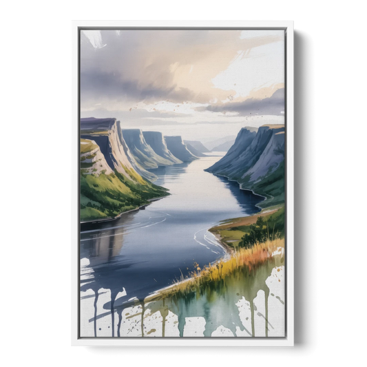 Gros Morne Fjords - White Framed Canvas Wall Art - Front