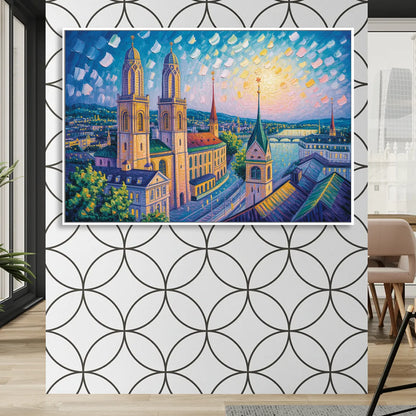 Grossmunster Majesty Living Room - White Canvas Wall Art