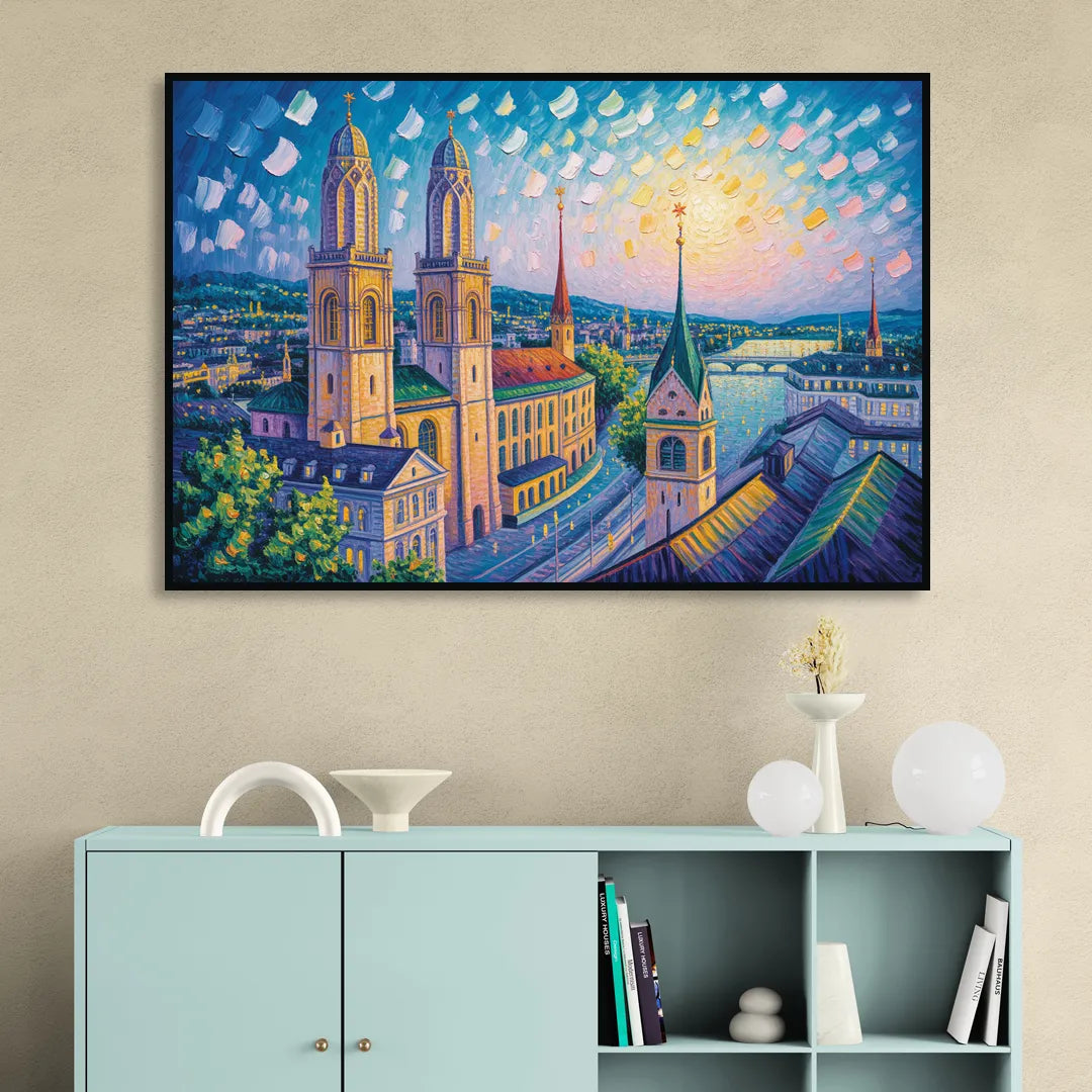 Grossmunster Majesty Living Room - Black Canvas Wall Art