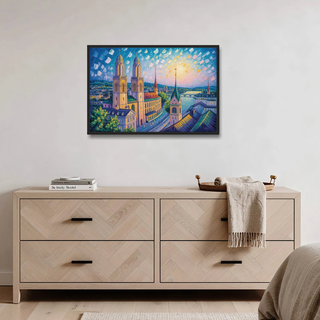 Grossmunster Majesty - Black Framed Canvas Wall Art - Coffee Table - 36x24