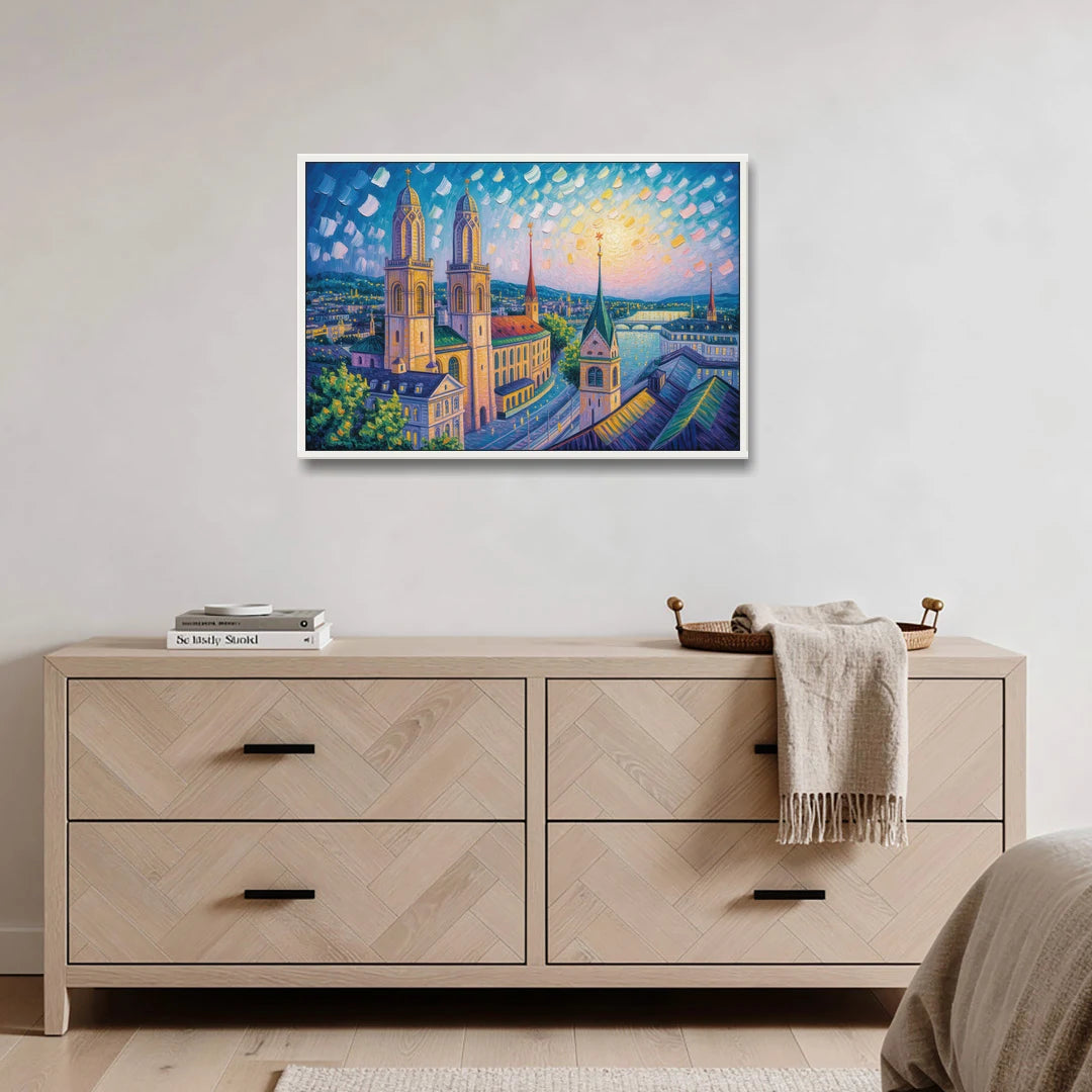Grossmunster Majesty - White Framed Canvas Wall Art - Coffee Table - 36x24