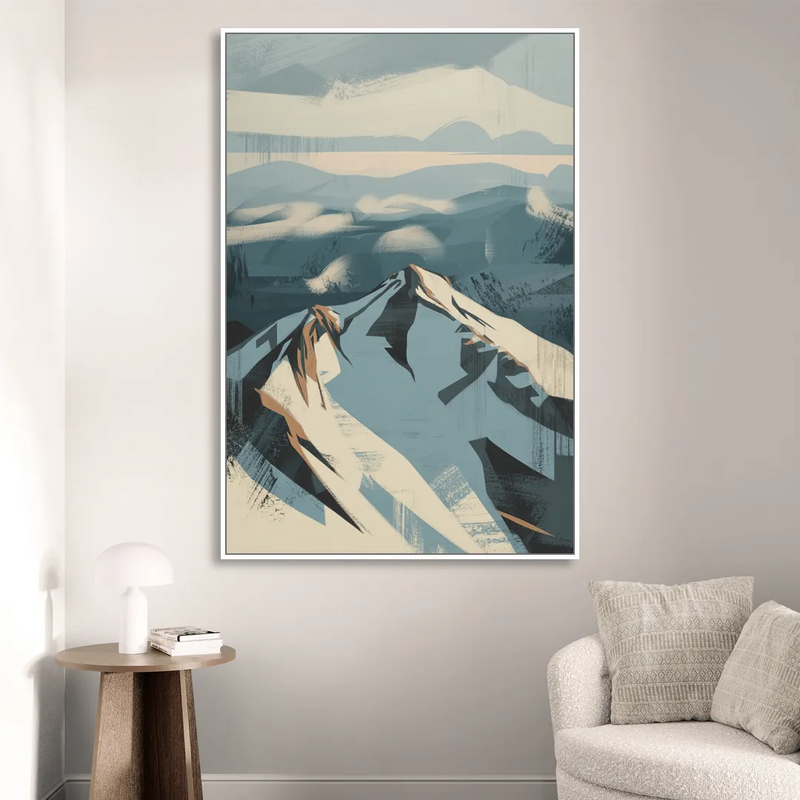 Grouse Mountain Snow View Living Room - White Canvas Wall Art