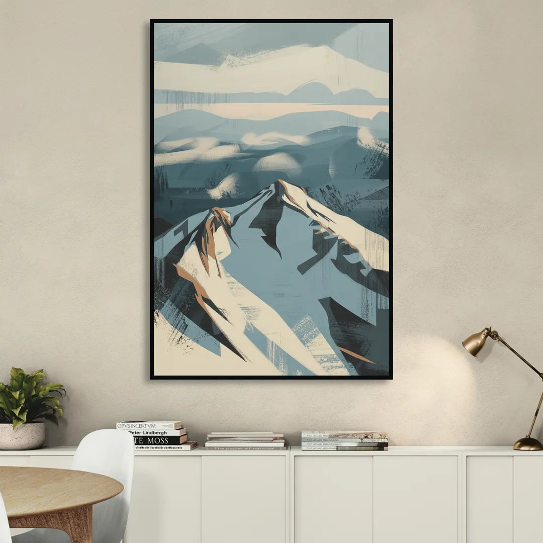 Grouse Mountain Snow View Living Room - Black Canvas Wall Art